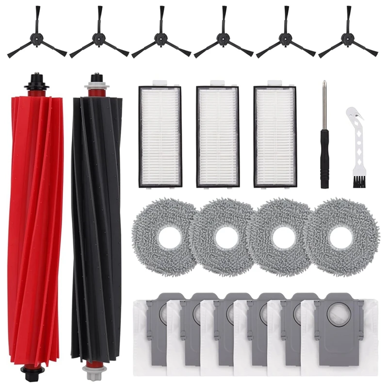 

23PCS Replacement Parts For Roborock Qrevo Master/V20/P10S Pro Vacuum Main Side Brush Mop Cloths HEPA Filters Dust Bags