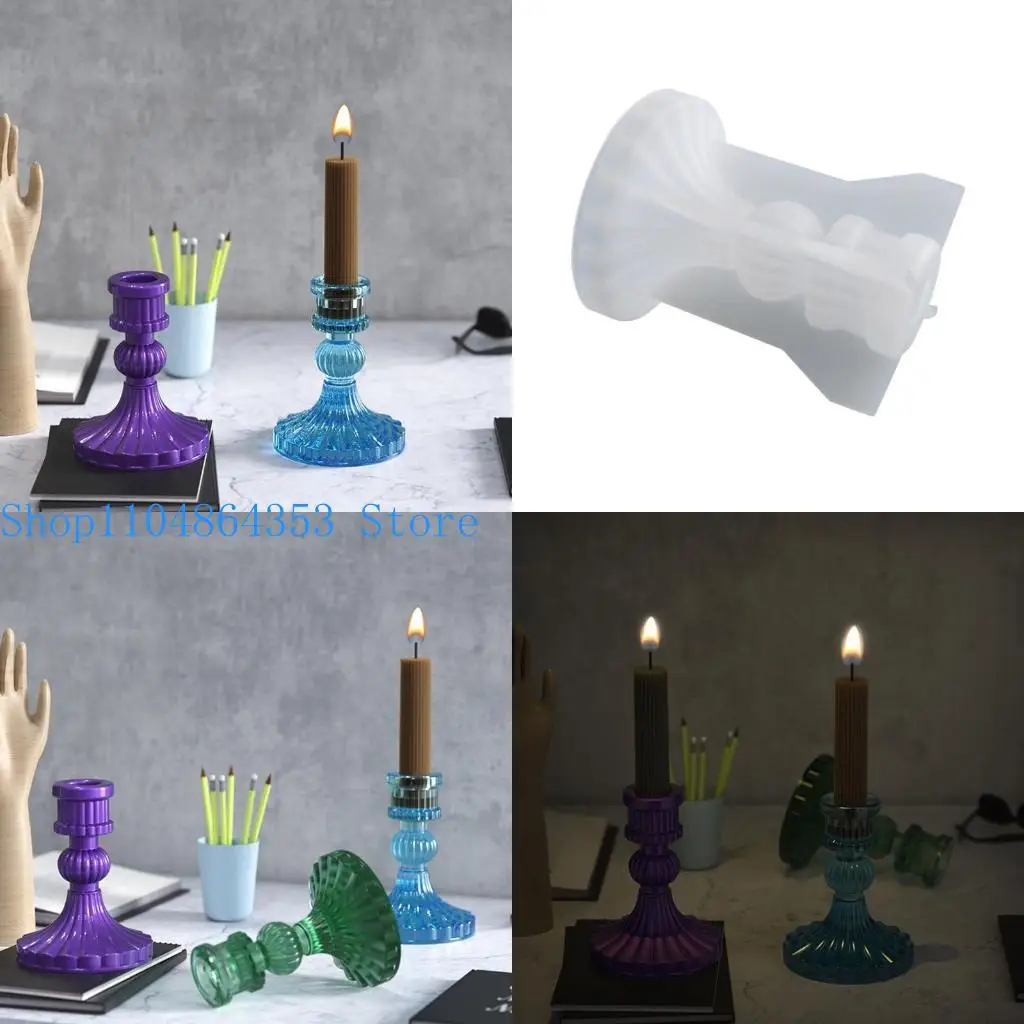 

652f смола свеча держатель свечей силиконовой плесень кристаллический держатель свечей плесени Lealight Resin Плесень Diy