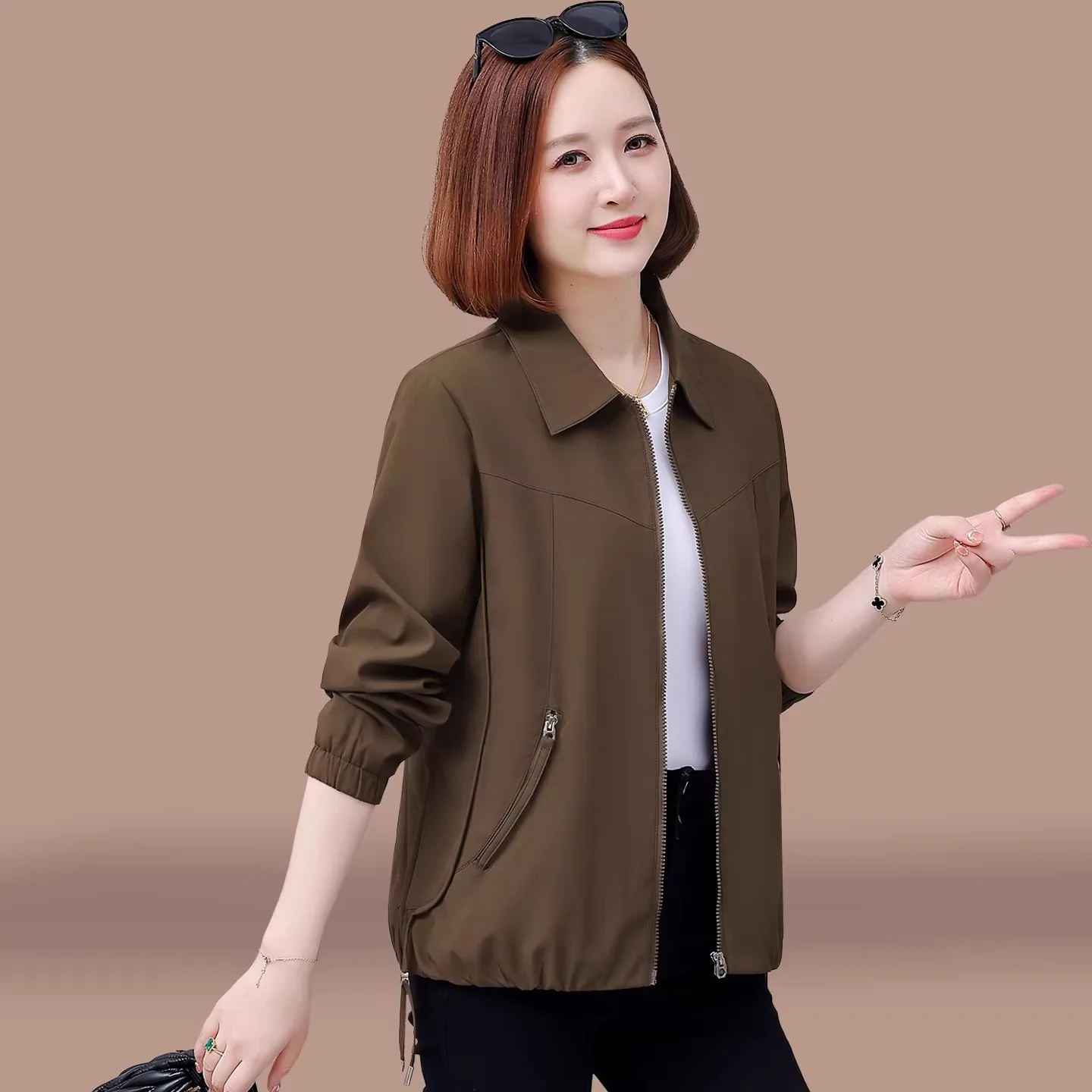 

Women Trench Coat Spring Autumn Short Jacket 2025 New Solid Loose Casual Versatile Lapel Jacket Top Female Outerwear Gabardina