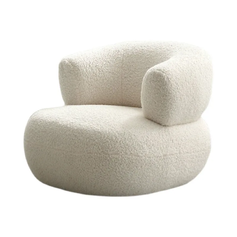 

Cream wind curved sofa lamb wool teddy cloth living room bedroom fabric combination designer furniture