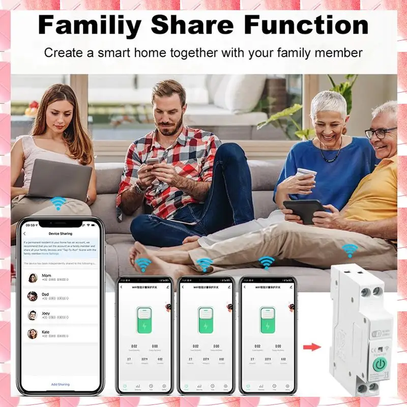 JAJA Circuit Breaker Din Rail Switch Timing Voice Mobile Phone Control 1-63A With Metering