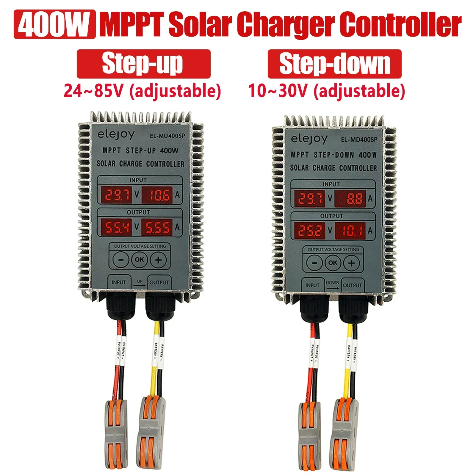 

200W 300W 400W Step-up/Down MPPT 24~85V/10~30V Output 17-55v Real-time Tracking Solar Battery Aluminum Charge Controller