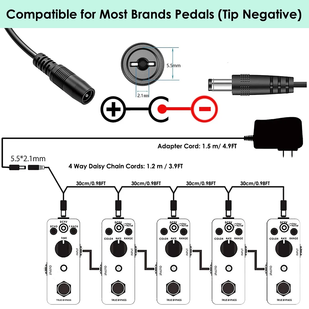 JOYO DC 9V 800mAh Guitar Pedal Power Adapter Electric Guitar Effect Pedal Adapter Power Supply Guitar Parts & Accessories