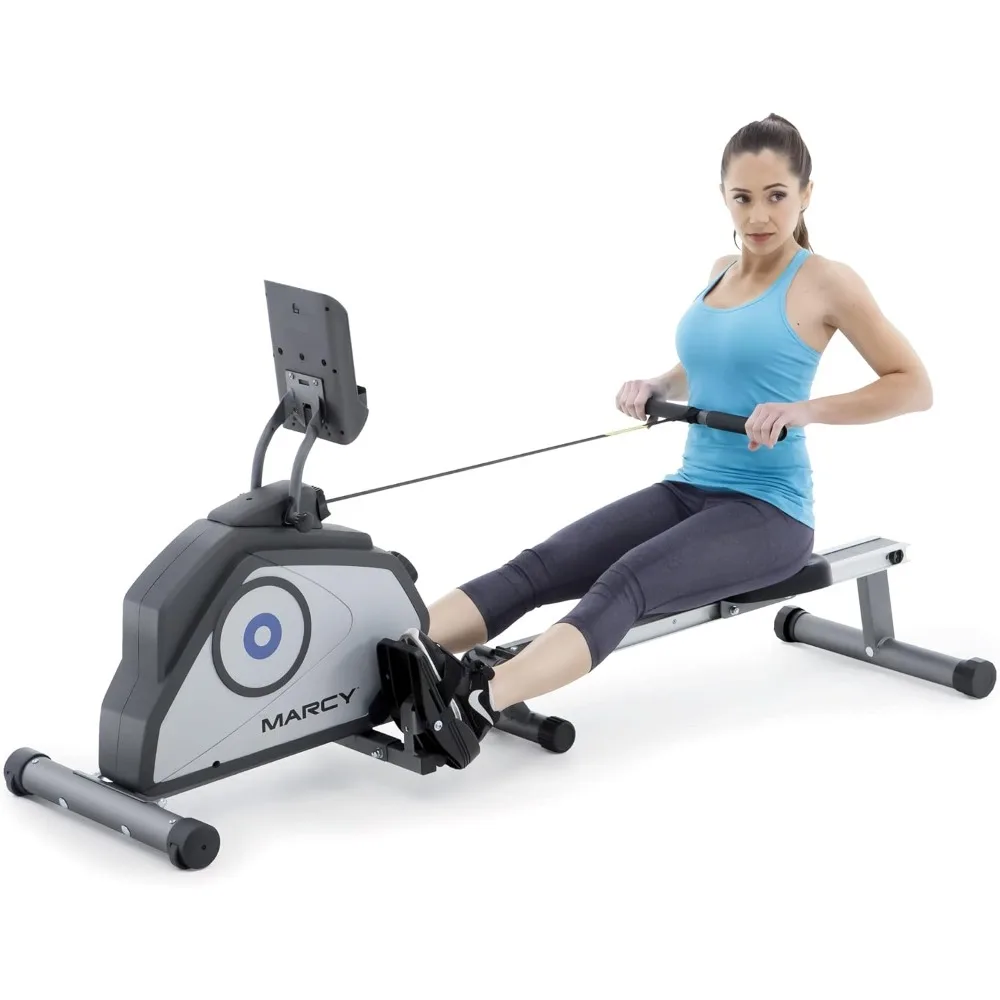 Compact 8-Level Adjustable Magnetic Resistance Rowing Machine with Transport Wheels