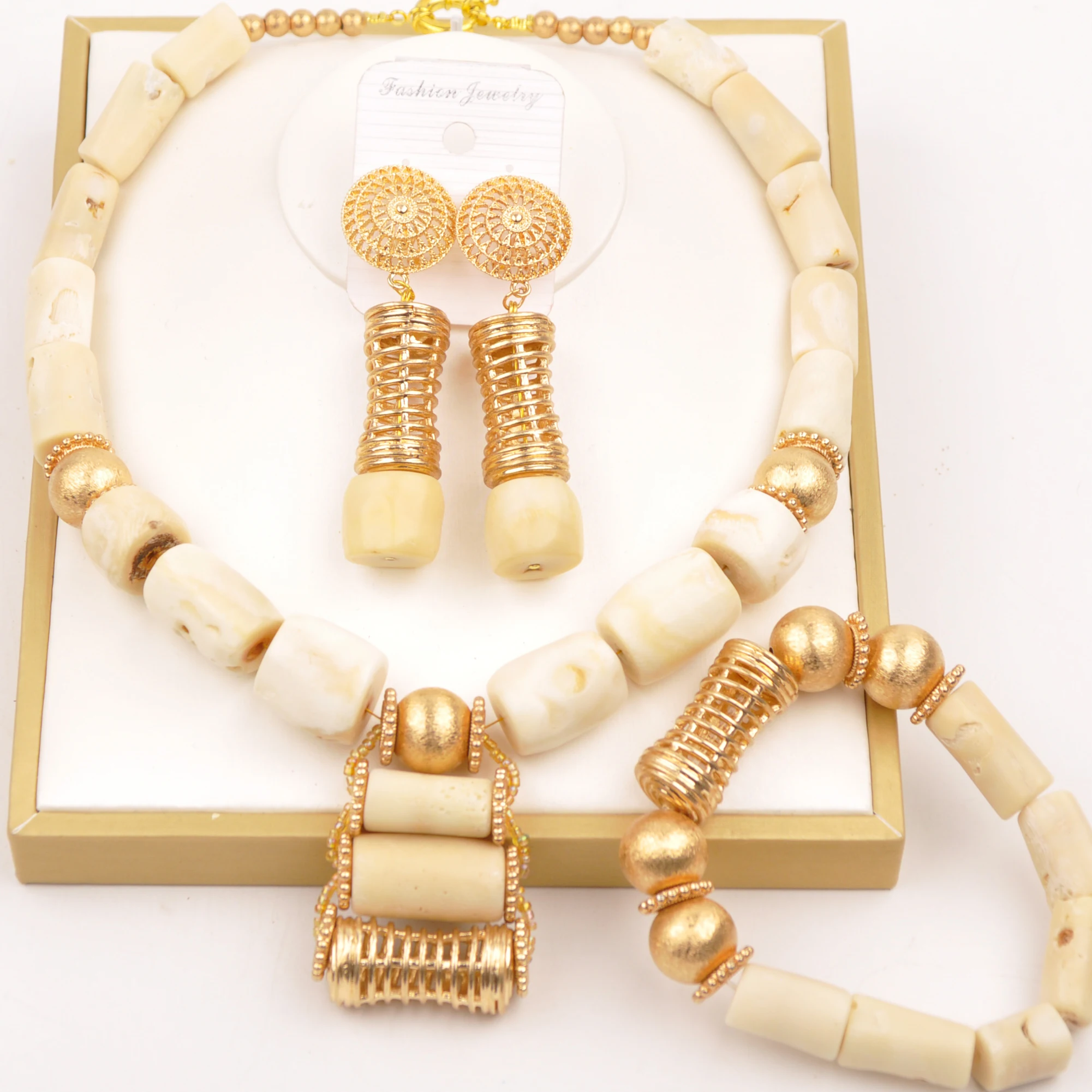 

Fashion African Jewelry Set Nigerian Traditional Wedding White Coral Jewelry Set