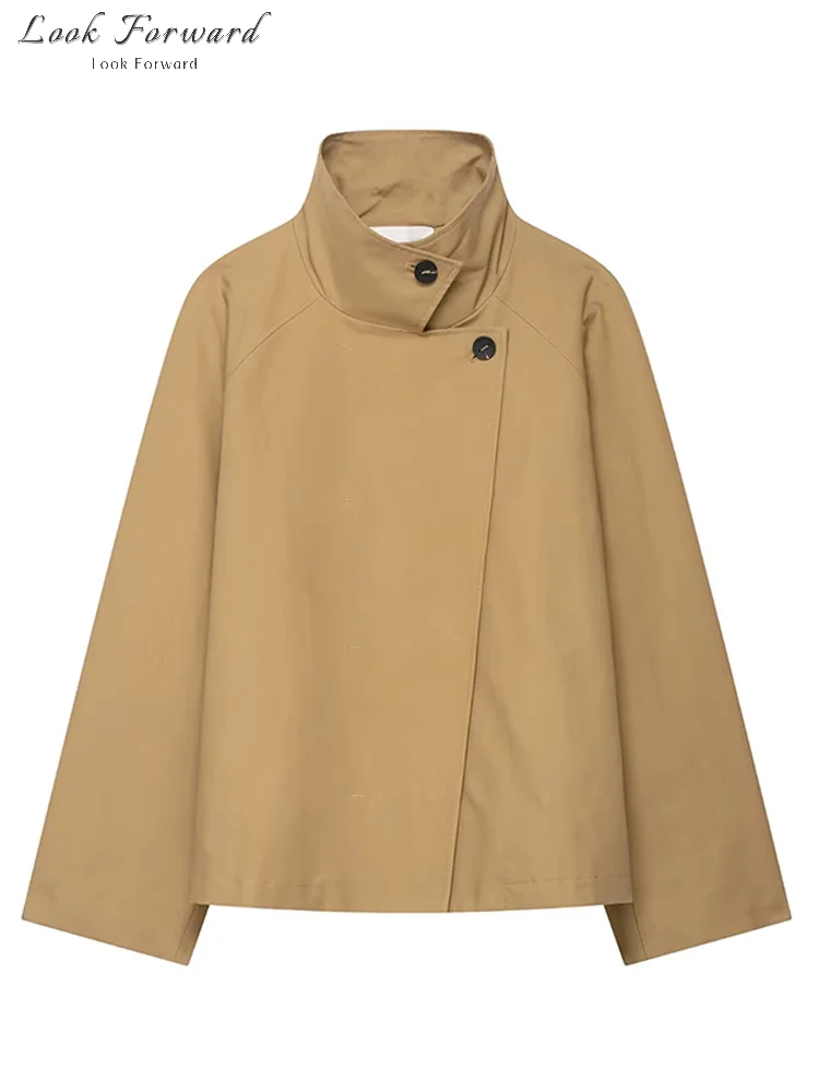 Casual Stand Collar Jackets Women's Full Sleeve Slim Button Short Overcoat 2025 New Autumn Winter Solid Ladies Streetwear