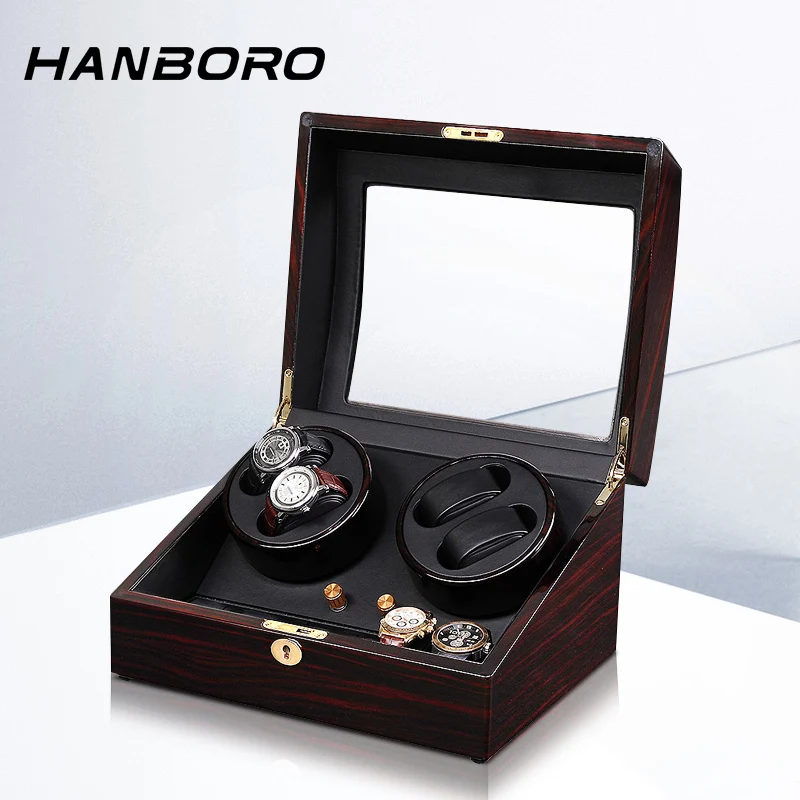 

HANBORO 4 + 6 слотов автоматическое устройство для намотки часов из искусственной кожи механическая коробка для часов ювелирный дисплей чехол для хранения часов