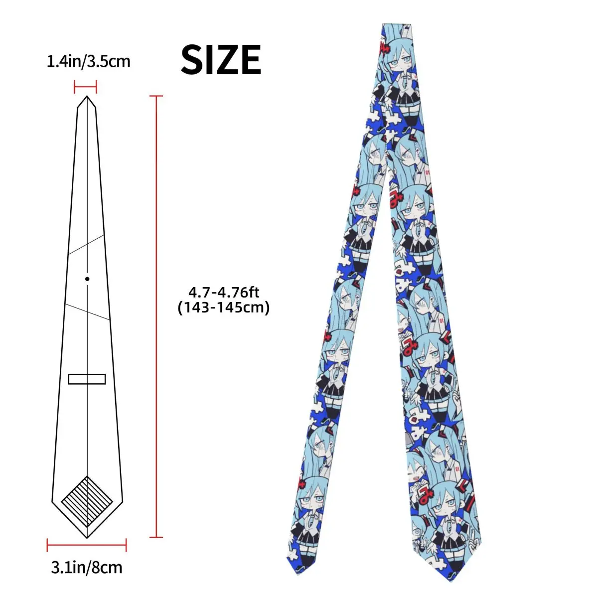 Anime manga hatsune miku neckties unisex 8 cm krk kravaty pro muži ležérní úzký obleků příslušenství gravatas svatební dar