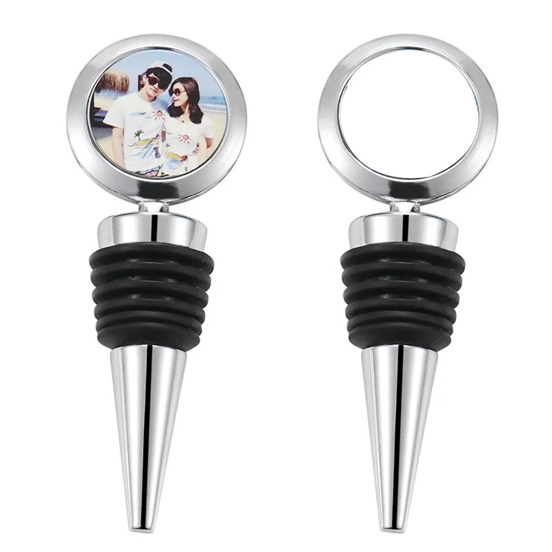 Free Shipping 25pcs/lot Sublimation Blanks Custom Alloy Metal Wine Bottle Stopper For Hotel Home Bar Use