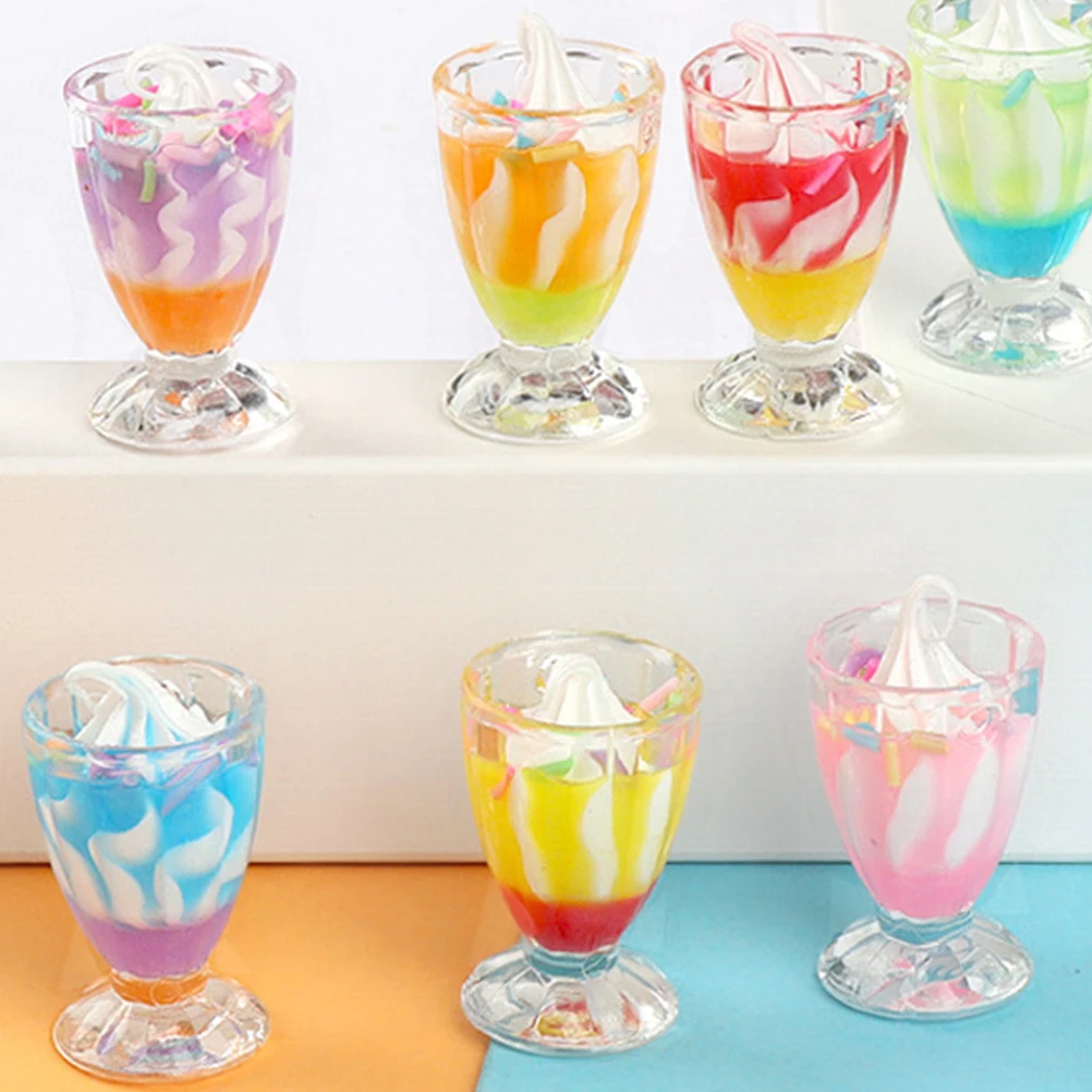 

6 Pcs Resin Miniature Dessert Cup Kitchen Food Toy House Accessories Mini House Ice Cream Model Adorable Mini Dessert