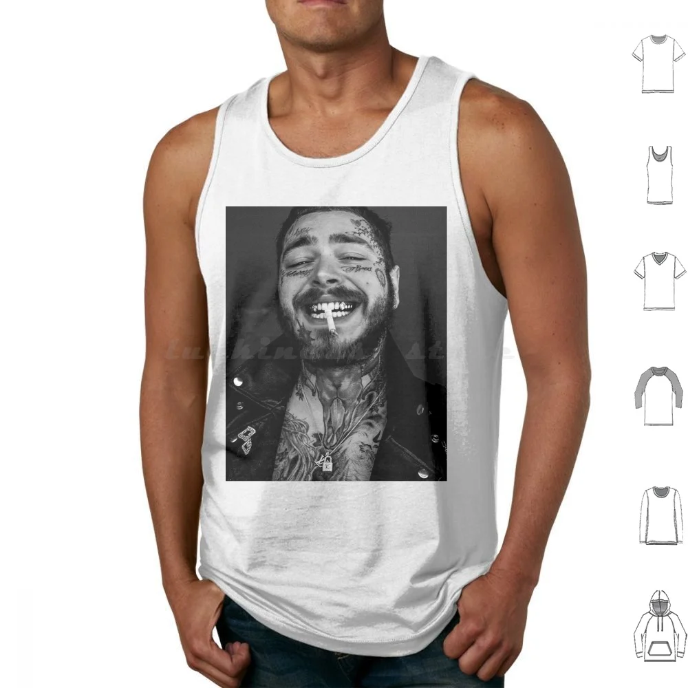 Ppostmaloone'S Melodic Masterpieces Tank Tops Vest Sleeveless Malone Postys Black Post Hip Hop Ghost Retro Rap Rapper Vintage