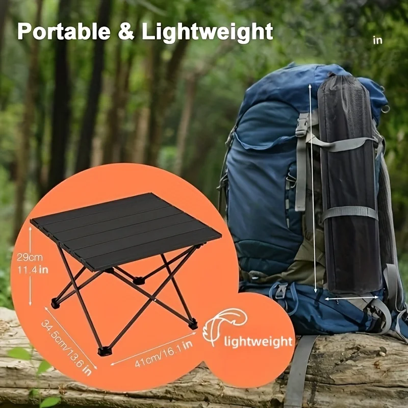 Mesa Lateral Portátil Dobrável de Aço Inoxidável para Camping, Mesa Multifuncional para Praia e Piquenique, Ideal para Churrasco, Caminhadas, Passeios de Barco e Cozinha ao Ar Livre