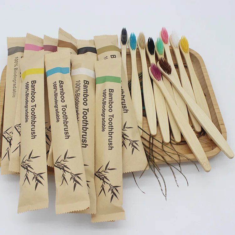50/100 Stuks Aanpasbare Logo Borstelharen Bamboe Tandenborstel Milieuvriendelijke Houten Tandenborstels Reizen Tandenverzorging Gereedschap voor Volwassenen