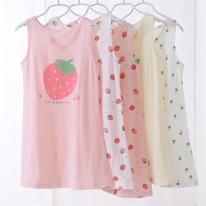 Girls' Tank Top Nightdress Cotton Summer Light Nightdress Children's Tank Top Pajamas Homestays