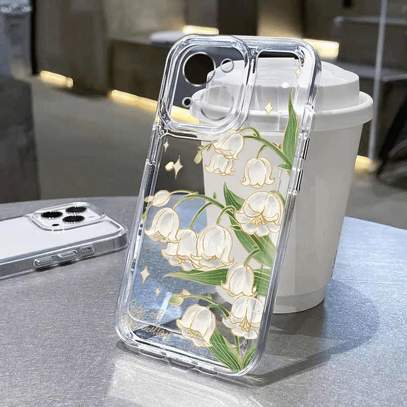 Minimalist Orchid Blossoms Phone Case For iPhone 16 Pro 15 14 13 12 11 Pro Max XR X XS 14 15 7 8 16 Plus Y2K Cute Clear Cover