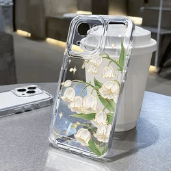 Minimalist Orchid Blossoms Phone Case For iPhone 16 Pro 15 14 13 12 11 Pro Max XR X XS 14 15 7 8 16 Plus Y2K Cute Clear Cover