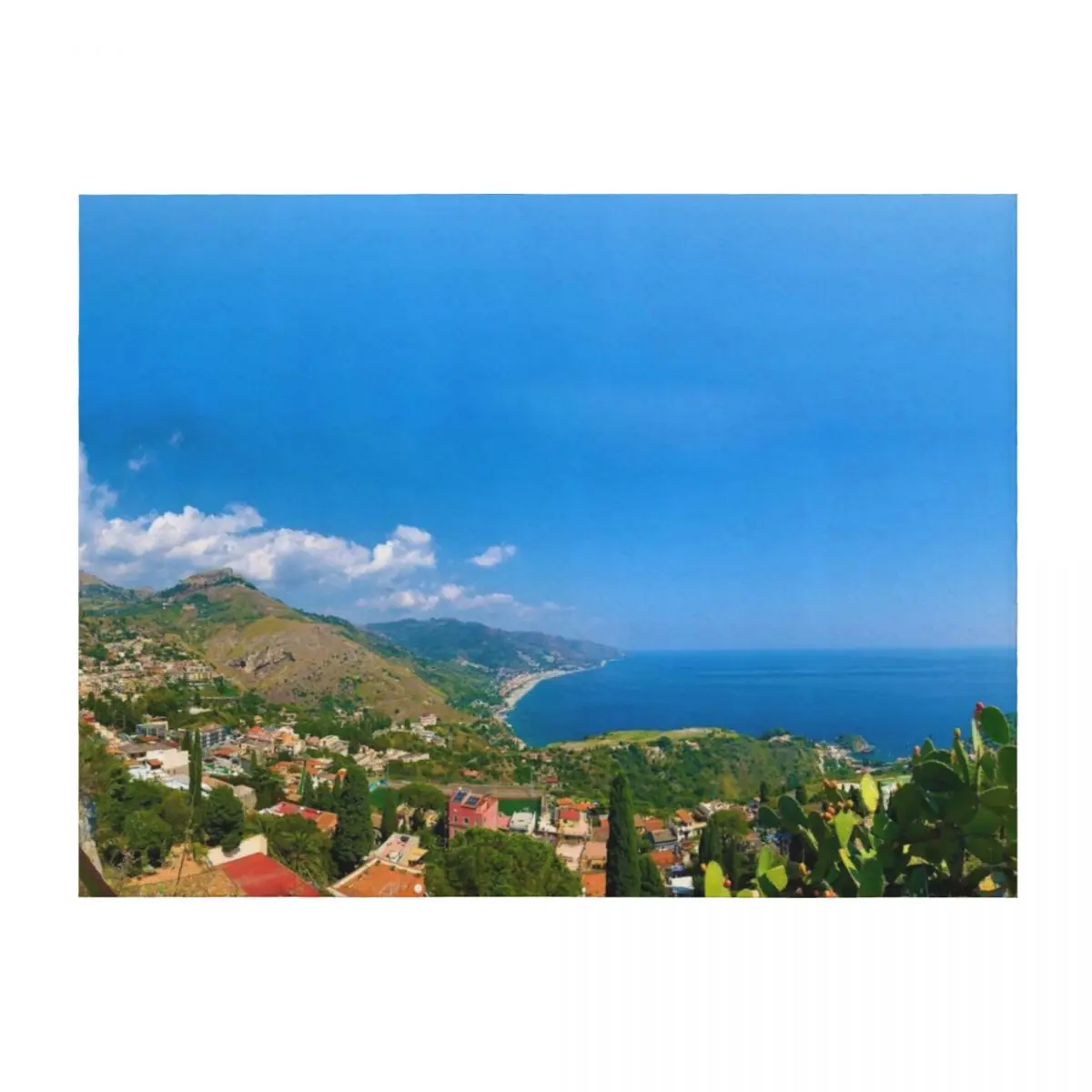 

Taormina City On Sicily Italy Throw Blanket Heavy Thins Luxury Designer Luxury Brand Blankets