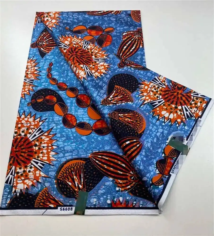 

100%Cotton Grand Golden Wax Fabric Ankara Golden Wax Flash Gold Print Batik 6 Yards Nigeria African Wax Fabric