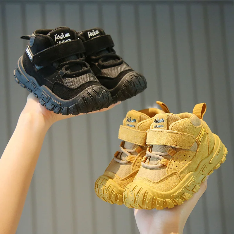 

Весенне-осенние детские модные кроссовки для мальчиков, обувь для папы на мягкой утолщенной подошве для девочек, походная спортивная обувь для бега, однотонная обувь на липучке