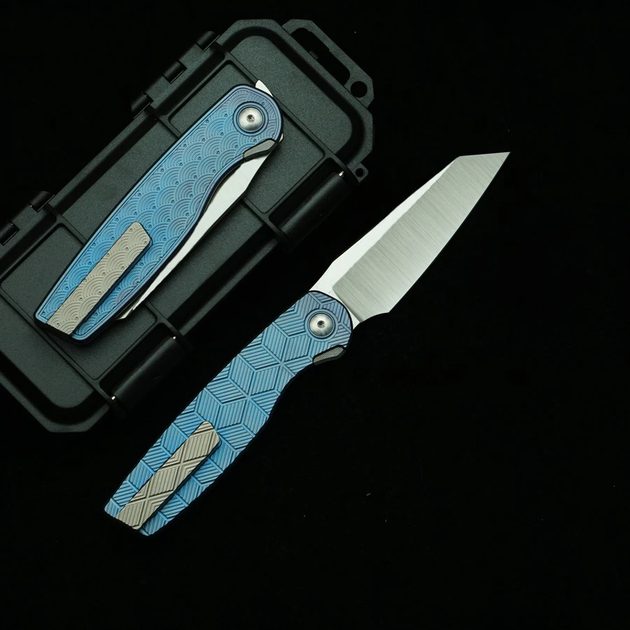LEMIFSHE New Brown Cortex XL Real M390/154CM Blade Titanium Alloy Handle Folding Knife Outdoor Camping Survival Pocket EDC Tool