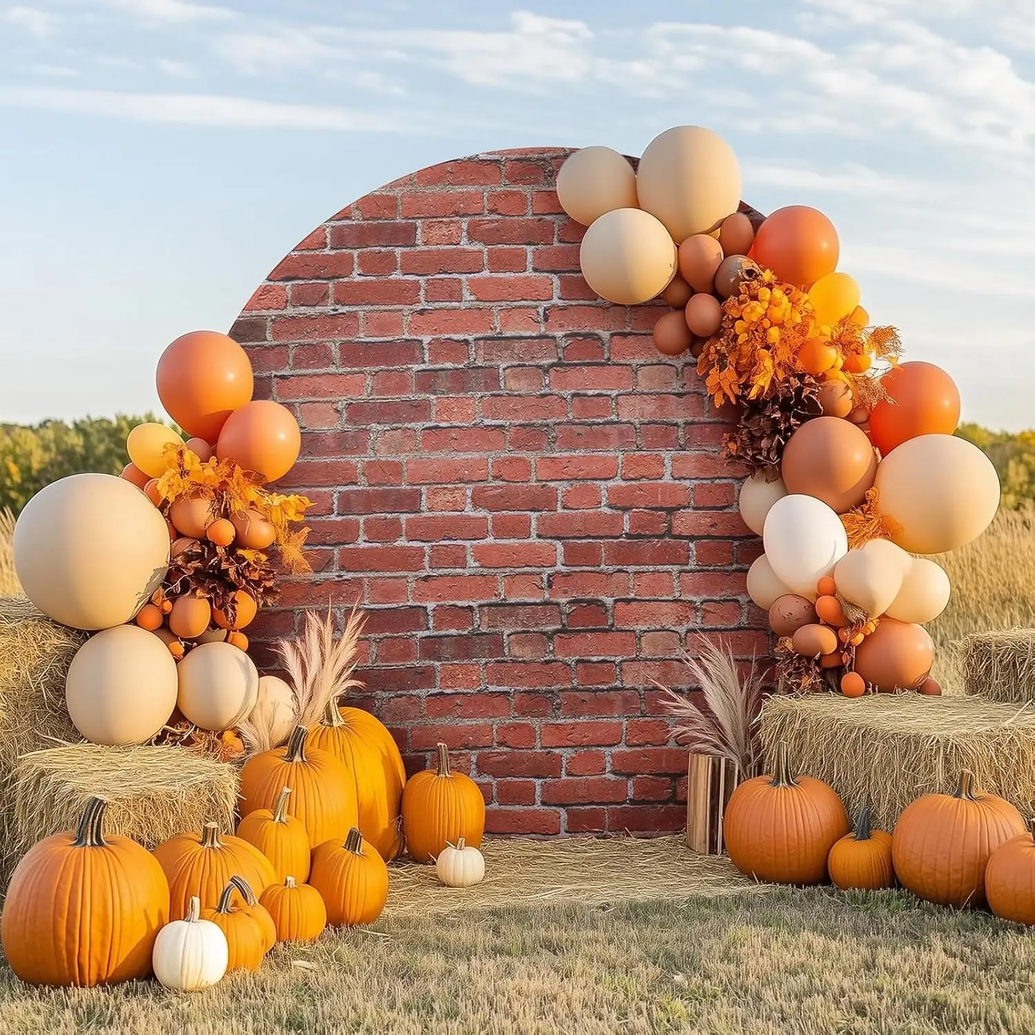 Vintage Brick Wall Round Backdrop Cover Bridal Shower Wedding Kid Adult Birthday Party Decor Circle Photography Background Props