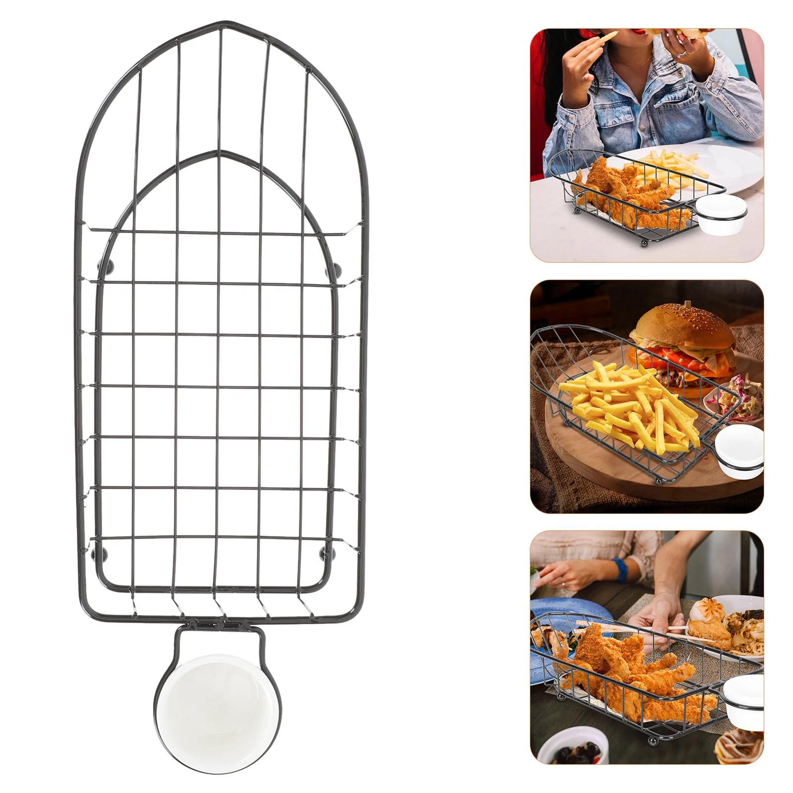 

1Set Iron Fruit Basket Premium Craftsmanship Large Capacity Snack Holder Sauce Dish for Hotel Restaurant Bar Food Serving