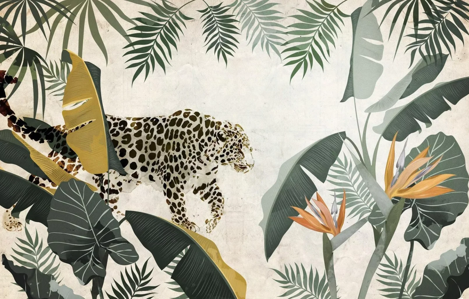 Custom size mural Tropical rainforest plant leaves wallpaper jungle animal Tiger decorative painting home decor 3d wallpaper