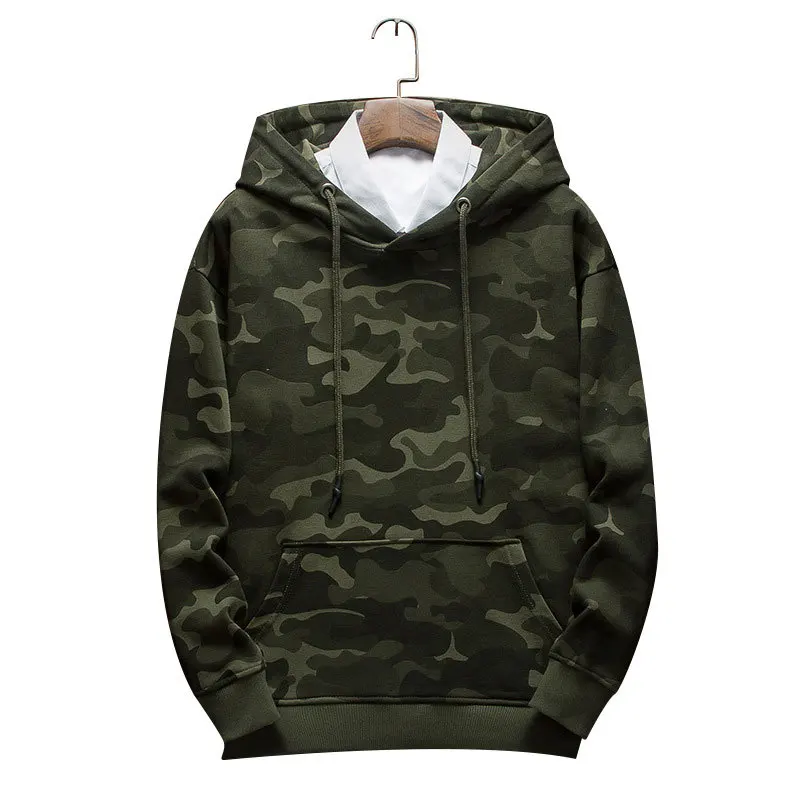 Autumn Hooded Sweatshirt Men Oversized Camo Hoodie Sportswear Loose Casual Sportswear Long Sleeve Boys Green Camouflage Hoodie