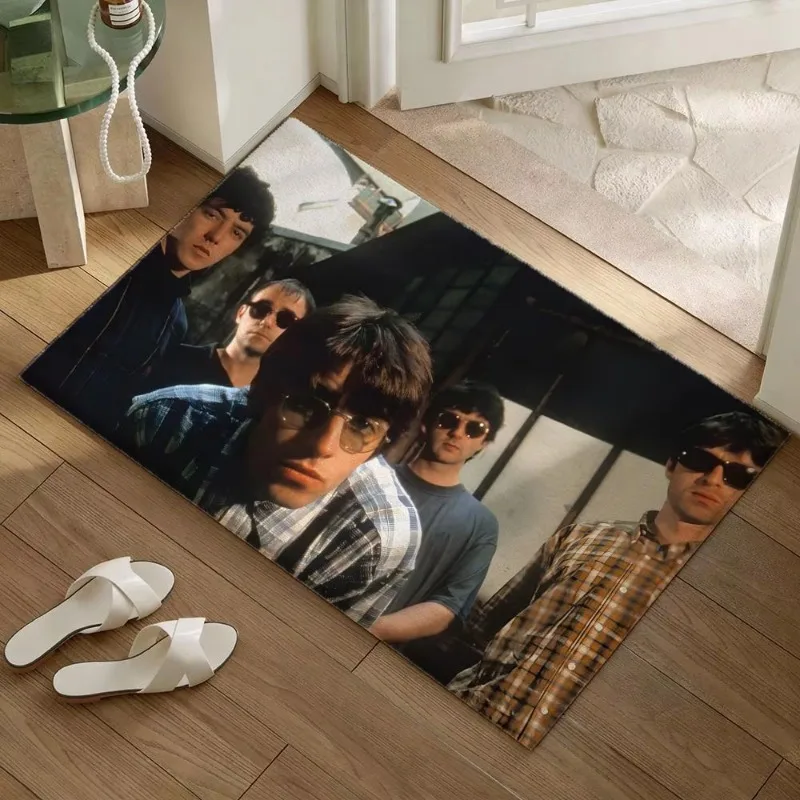 Rock Band O-oasis Floor Mat Soft Flannel Non-Slip Door Mat - Thickened Rug for Living Room Home Decor Doormat
