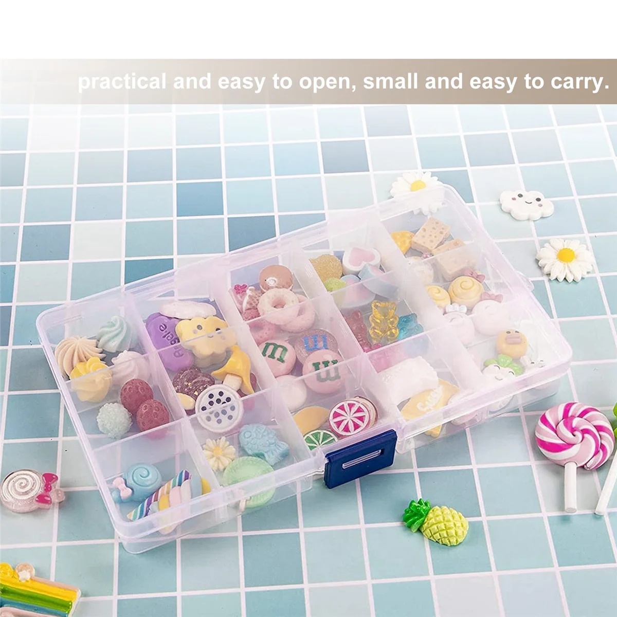 กล่องจัดระเบียบพลาสติก2แพ็คลูกปัดใสจัดสำหรับเครื่องประดับจัดการต่างหูลูกปัดงานฝีมือ (15ช่อง)