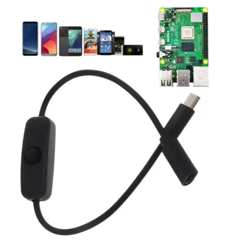 One 4A High Energy USB-C Male to Female Extension Lead with On/Off Switch, 5V Type C Charger for Smartphones and Tablets
