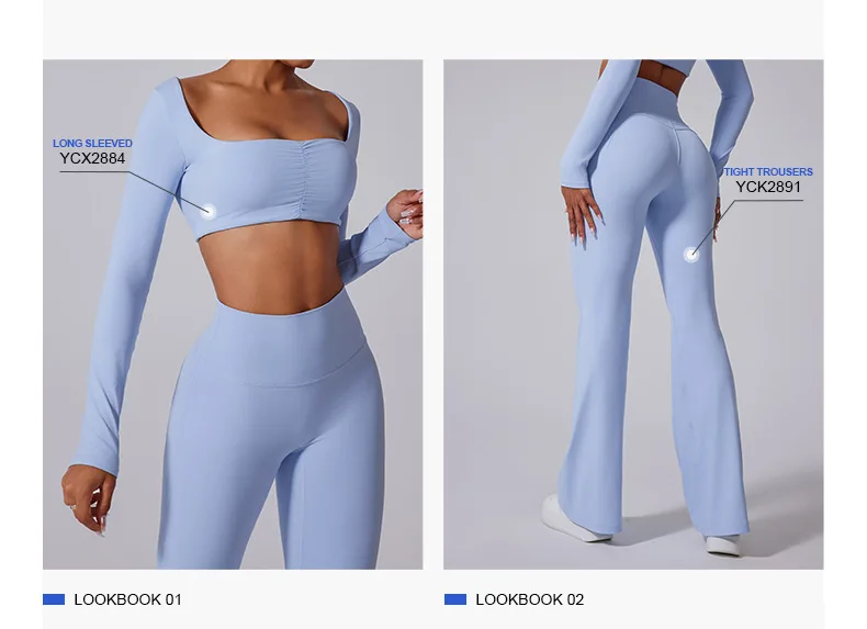 High Waist Sports Leggings Women Gym Yoga Pants Women Fitness Workout Bell Bottom Trousers V Back Scrunch Flared XP15 image 2