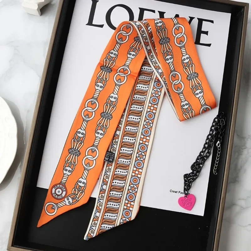 Moda magro lenço de seda para mulheres moda fitas de cabelo headbands bandana saco feminino envoltório de pulso lenço foulard pescoço laços