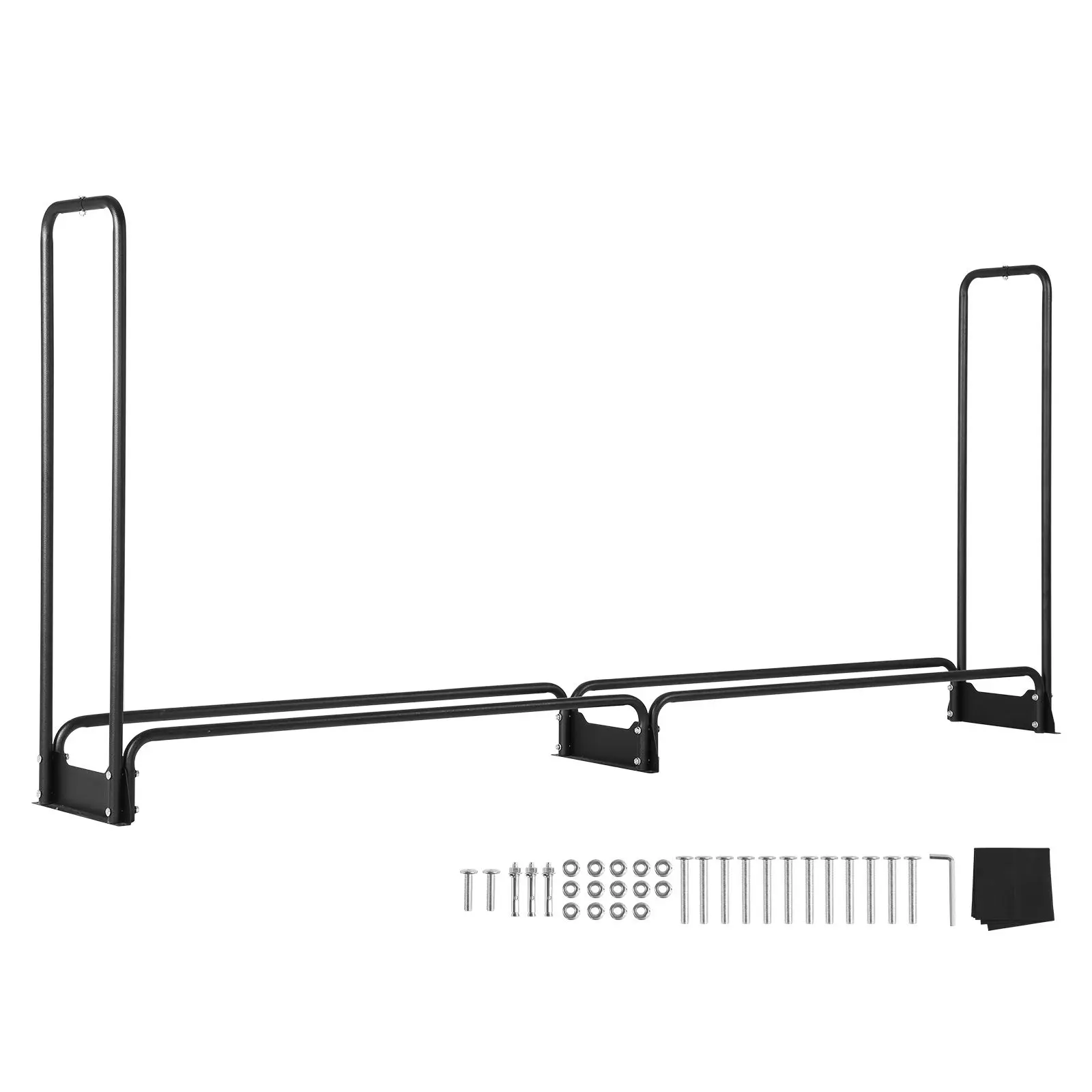 Firewood Rack with Waterproof Cover, 101 x 14 x 46 in Outdoor Holder, 660lb Weight Capacity, 1/2 Cord Log, Half-, Powder-coated