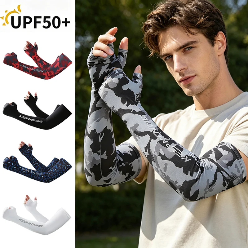 Summer Cool Sports Cycling Sleeves for Men Cuff Outdoor Fitness Camouflage Glove Women Arm Sleeves Sun Protection Ice Silk