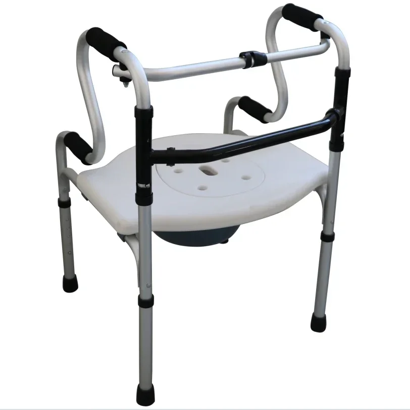 

5 in 1 Aluminium Adjustable Commode Frame Walker With Seat For Elderly