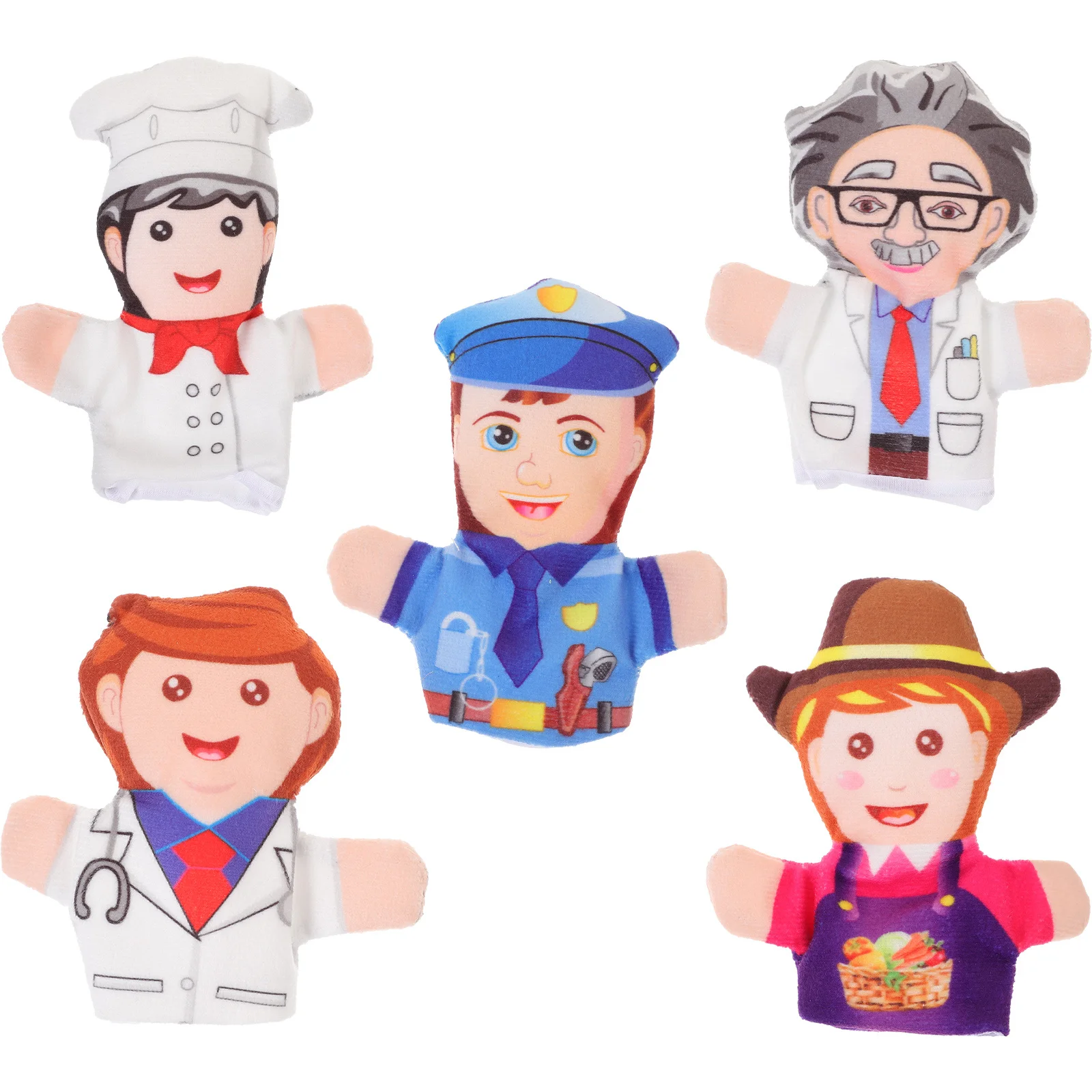 어린이를위한 5Pcs 만화 직업 손가락 인형 이야기 역할 놀이 교육 손 인형 세트 손가락 인형