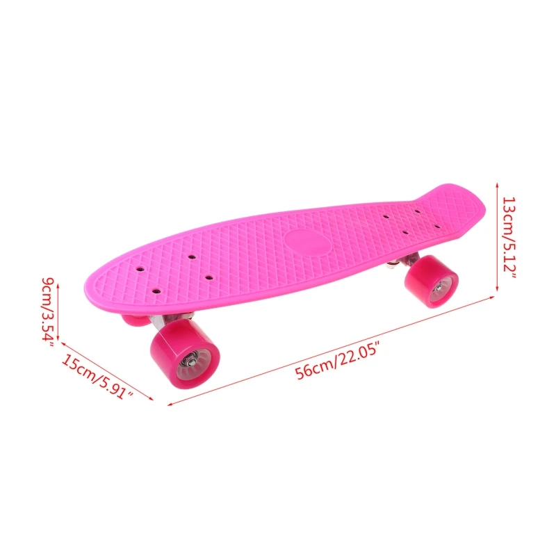 22-Zoll-Skateboard mit vier Rädern, Single-Warp-Kick-Skateboard, Aluminiumhalterung für Anfänger, Jungen und Mädchen