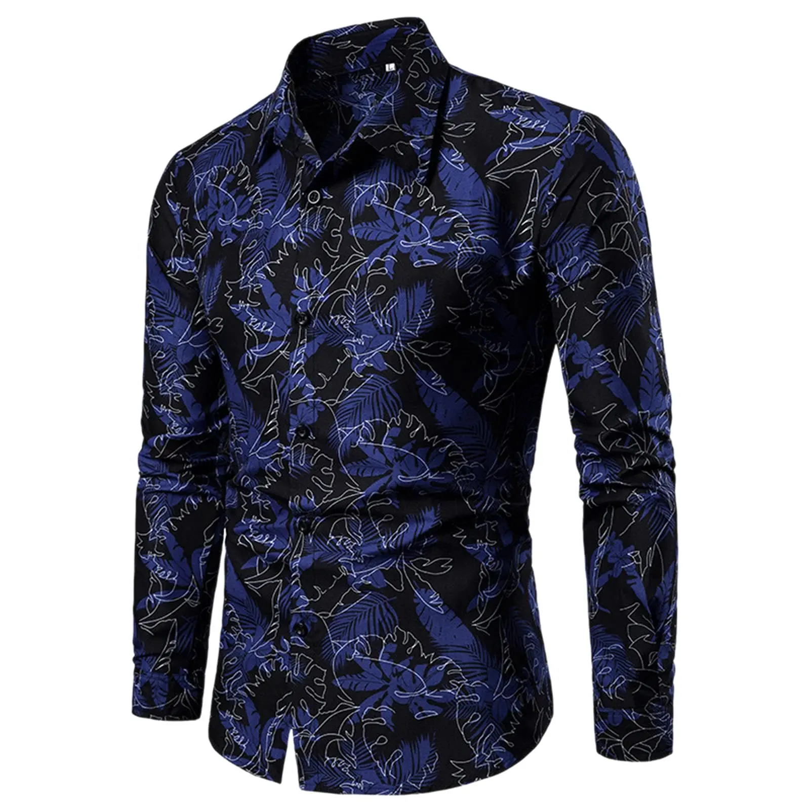 Mens Retro Graphic Shirt 3D Flower Printed Long Sleeve Shirt Men Casual Fashion Hip Hop Unisex Clothing