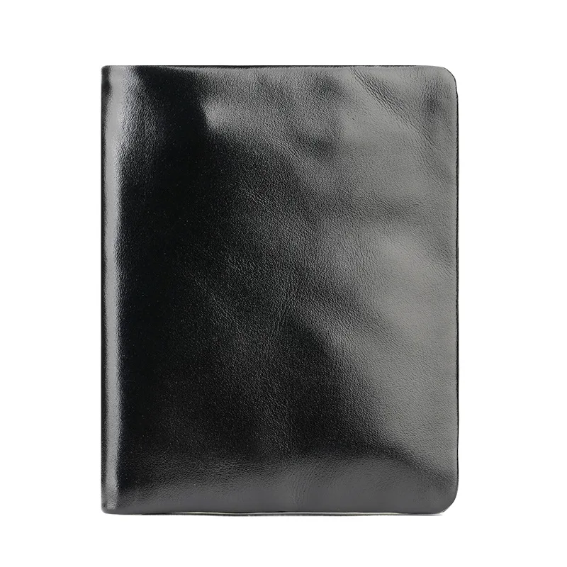 Genuine Top Grain Leather Coin Purse for Men Women Oil Wax Leather 2Fold Short Wallet Multi Card Slots Zipper Pocket Small Pouch