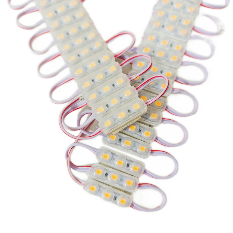 20개/묶음 LED 모듈 2835 SMD DC 12V 방수 인젝션 모듈 3LED 0.9W 미니 LED 모듈 상점 배너 디자인용