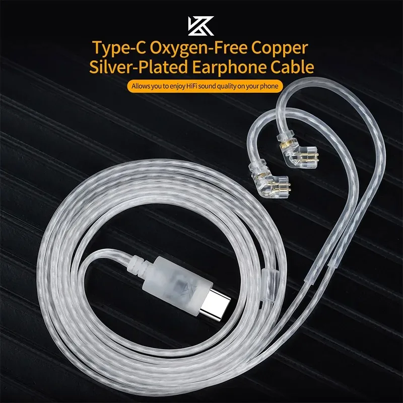 KZ Silver Plated Earphone Upgrade Cable DAC Digital Decode Type-C 0.75MM HIFI Headset Cable For ZSNPRO EDXLite EDXPro DQS Castor