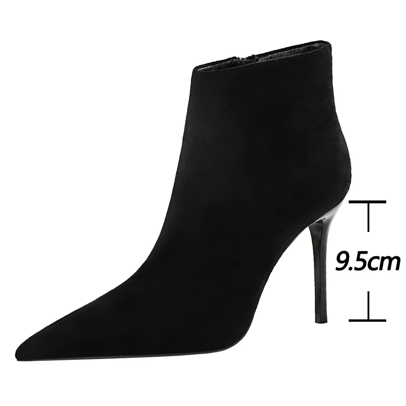 BIGTREE Shoes Suede Women Boots Sexy Pointed Ankle Boots Autumn Winter Shoes Stilettos High Heel Boots Lady Shoes Fashion Boots