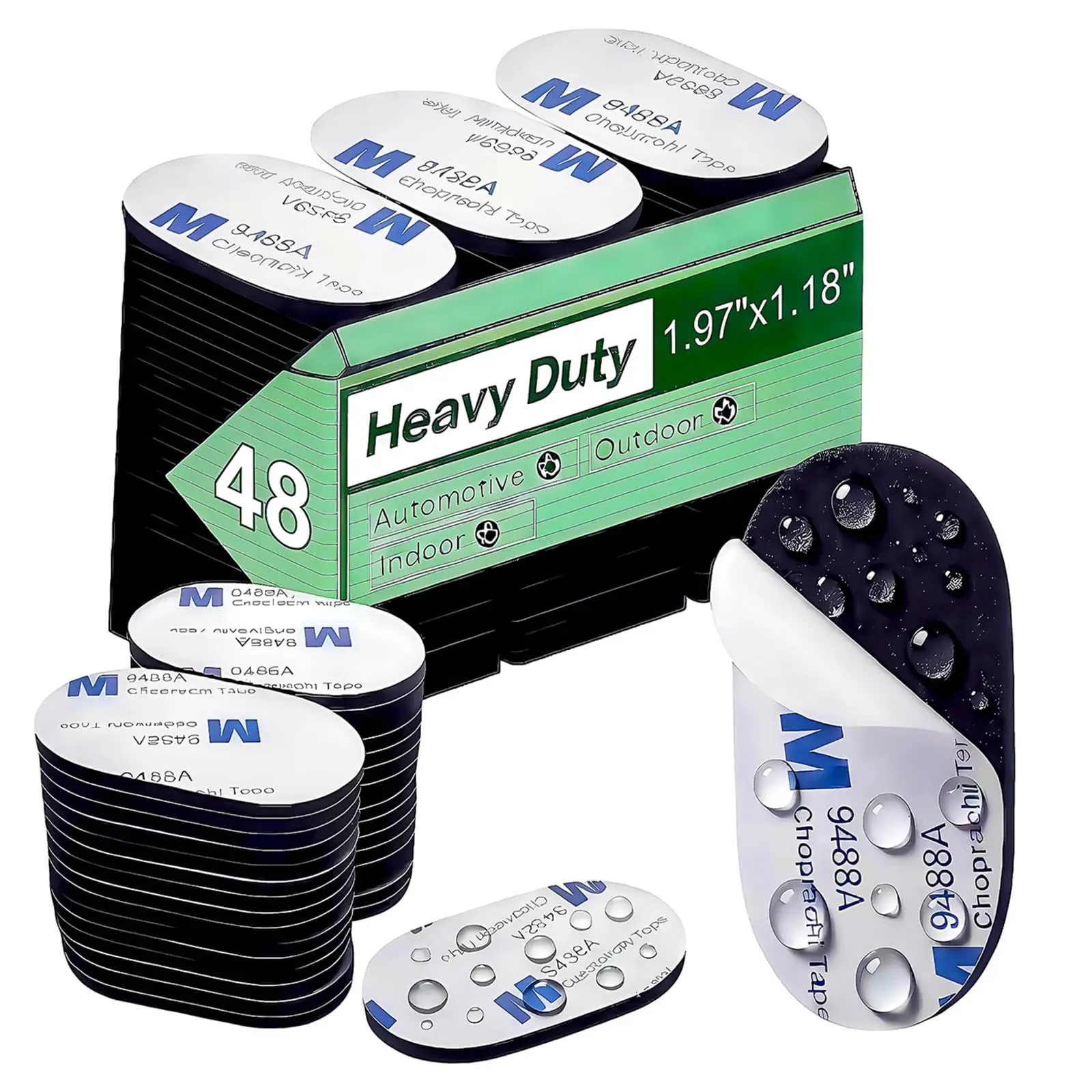 48 Stück doppelseitiges Klebeband, robust, selbstklebend, doppelseitig, klebrig, wasserfest, für Zuhause, Büro, Auto, Outdoor