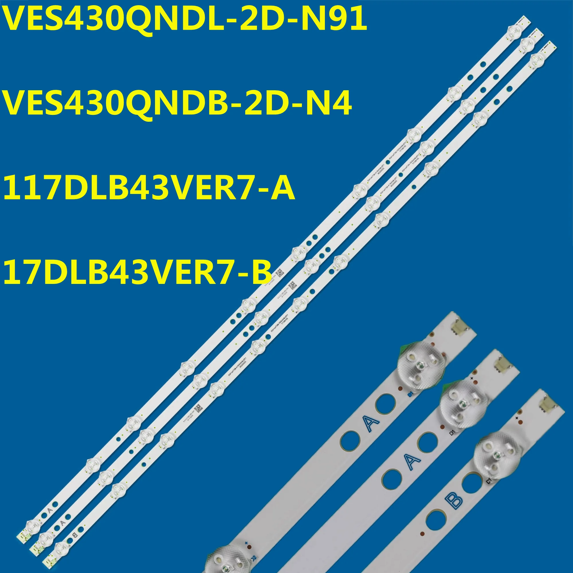 800MM LED Backlight Strip 10/11LEDs For 17DLB43VER7-A B  LUXER LUX0143008 43U2063DB TX-43HX580B JVC LT-43VU3900 LT-43CF890