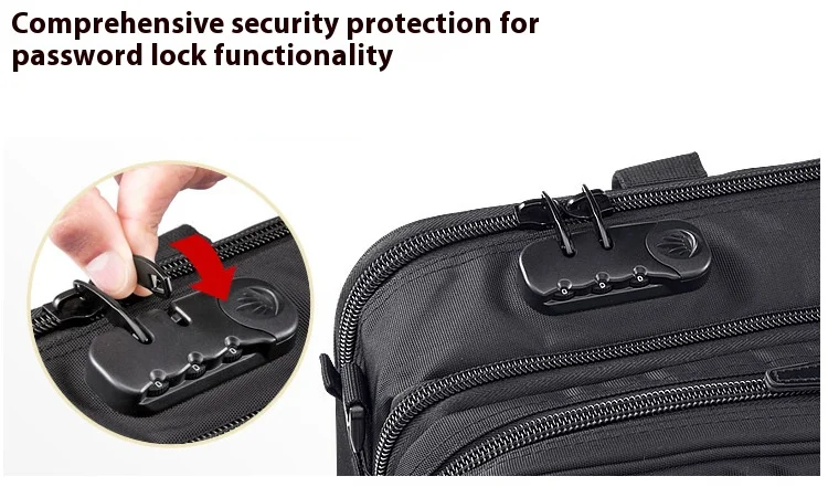 Large Capacitor Bag with Password 3WAY Handheld Double Shoulder Bapa Waterproof Business Nylon Notebook Bag