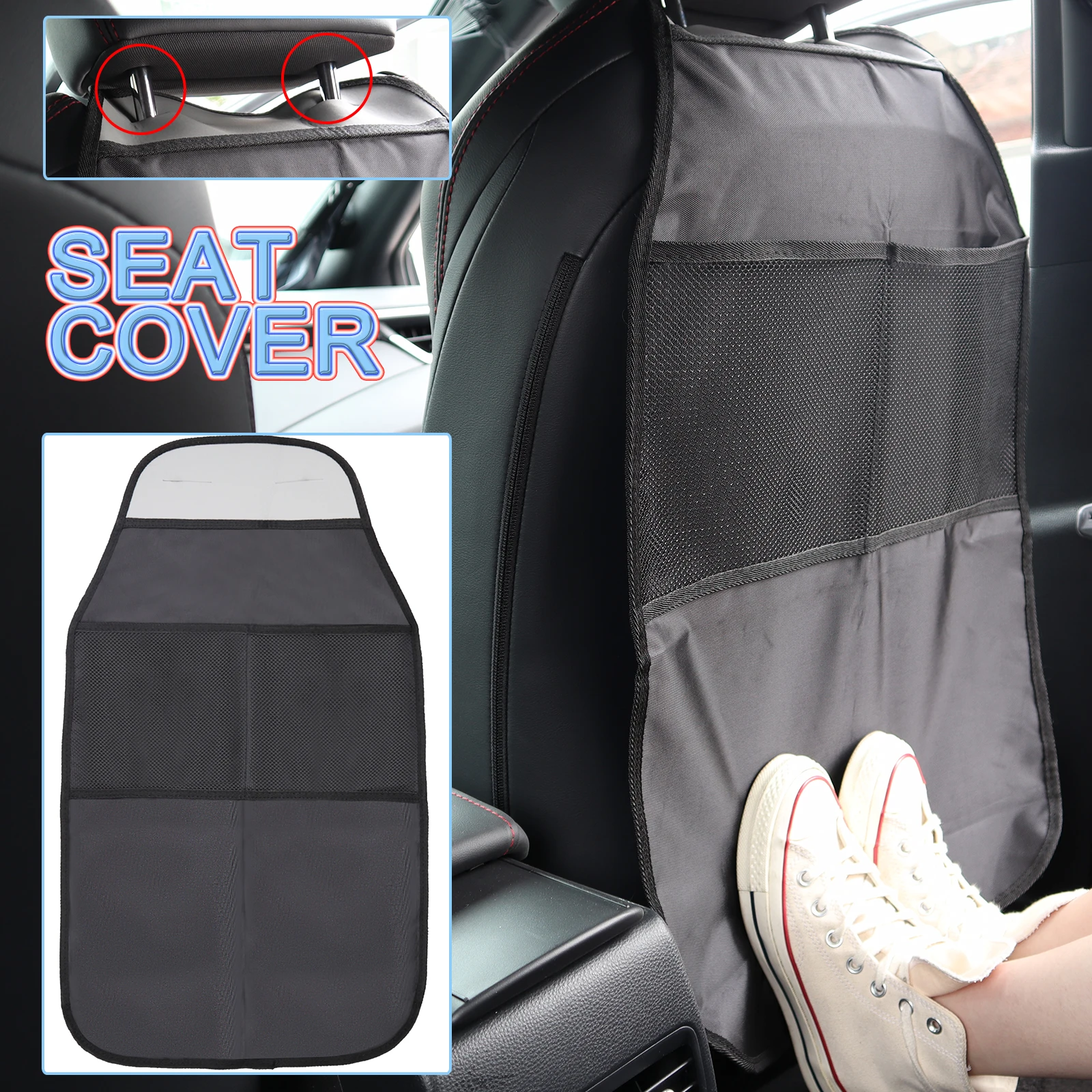 2xCar Seat Back Anti Kicking Pad Kick Mat Organizer Children Rear Seat Scuff Dirty Protection Cover for Kids Storage Accessories