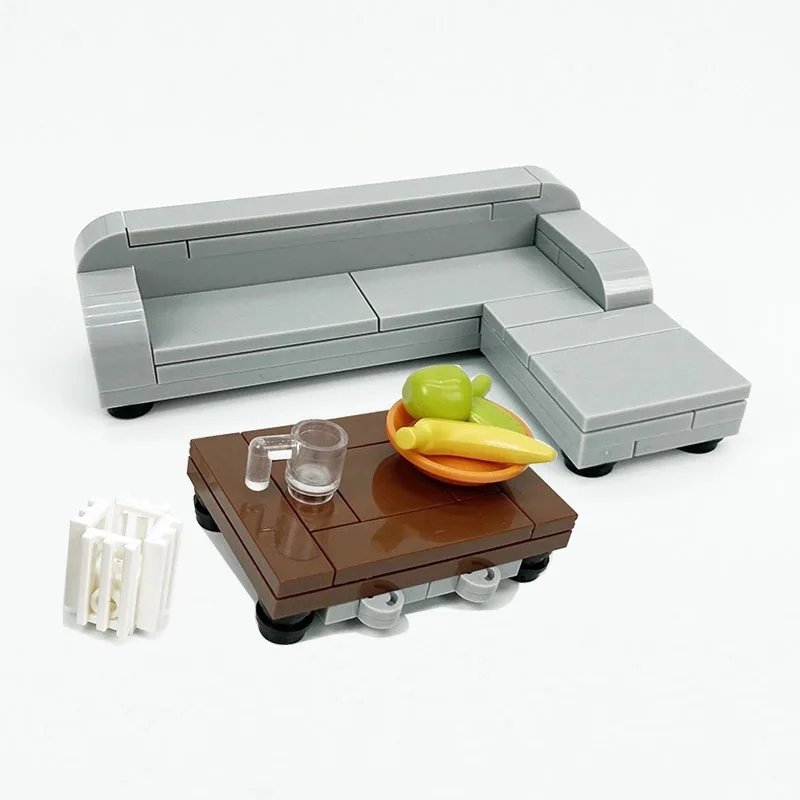 Blocs de construction MOC de ville compatibles, pièces en briques, Kits d'accessoires de maison, jouets pour enfants, lit, canapé, Table, chaise, bureau