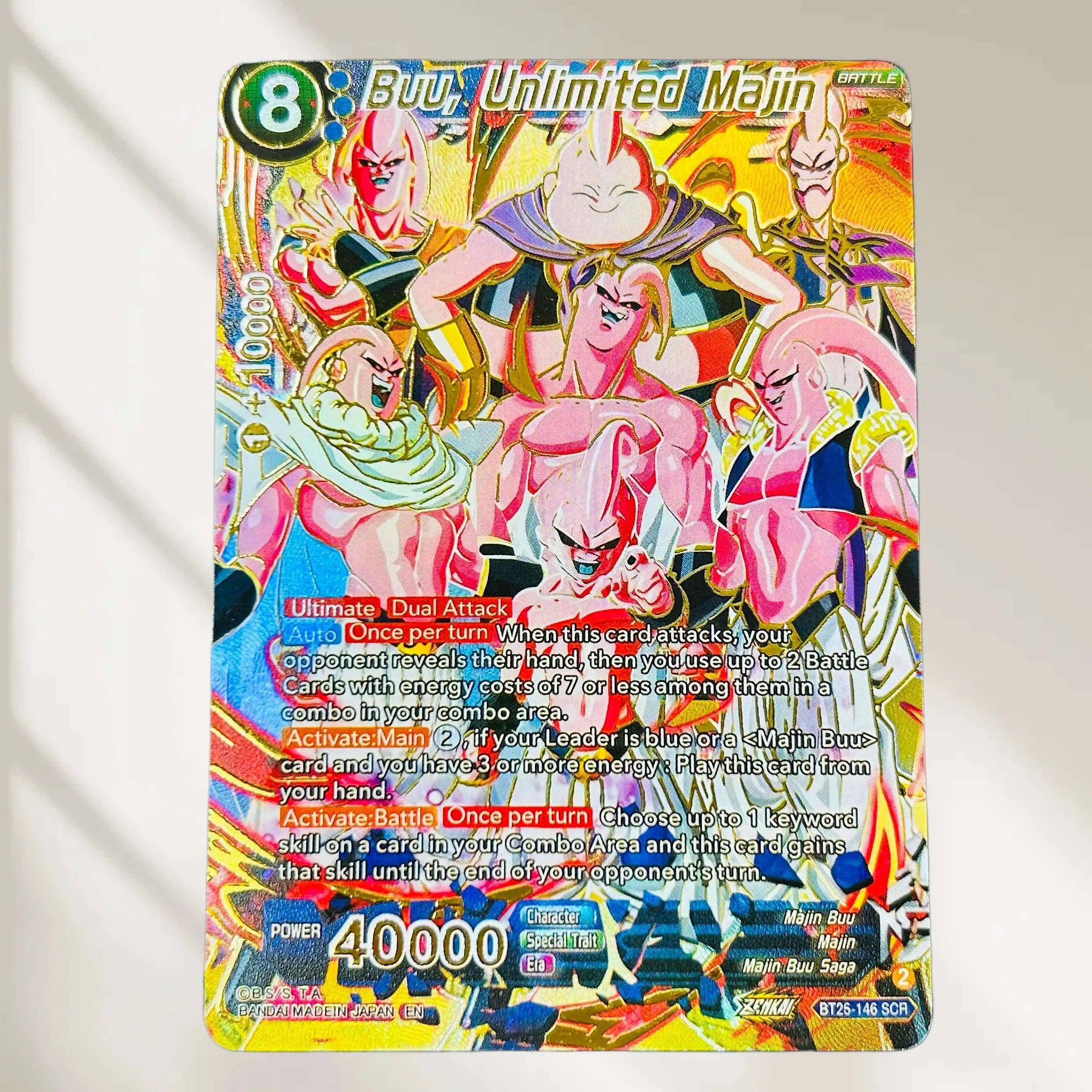 

DIY Dragon Ball Buu Unlimited Majin BT26-146 SCR English Gold Foil Texture Flash Card Classic Anime Collectible TCG