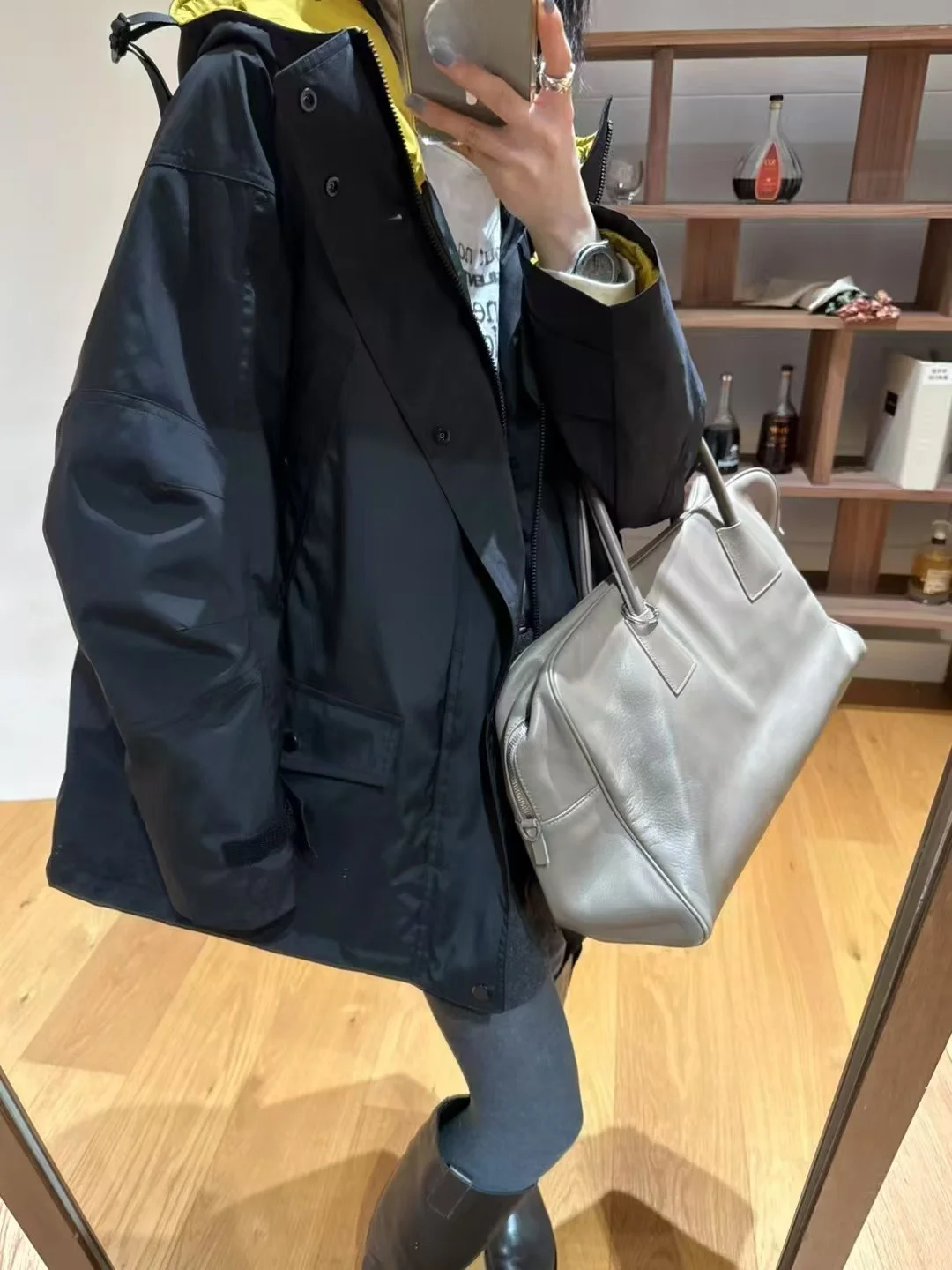 เสื้อโค้ทขนห่านเกาหลีทรงหลวมสำหรับผู้หญิง รุ่นหนา อุ่น พร้อมกระเป๋าขนาดใหญ่ แขนยาว ปิดด้วยซิป สีต่างๆ